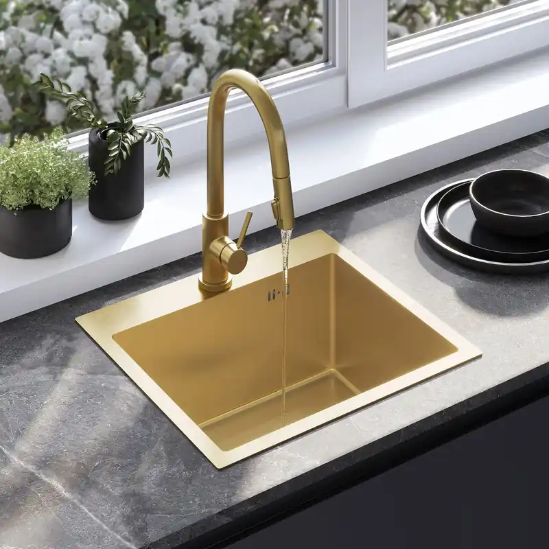 Acél mosogatótálca Leo 50 BRUSH GOLD - Árcsökkenés