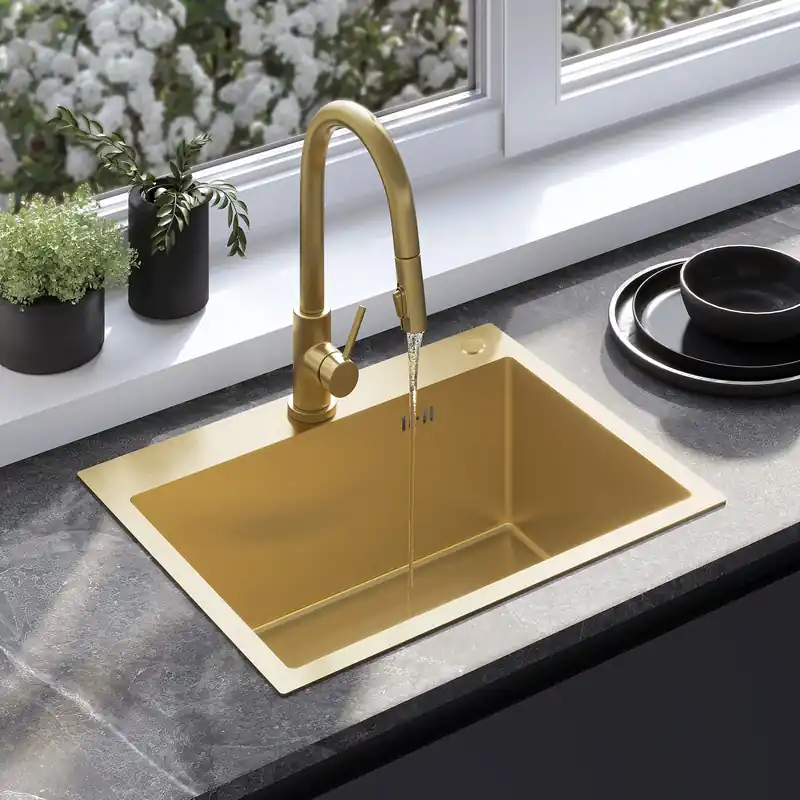Ajánlat - Acél mosogatótálca Liam BRUSH GOLD