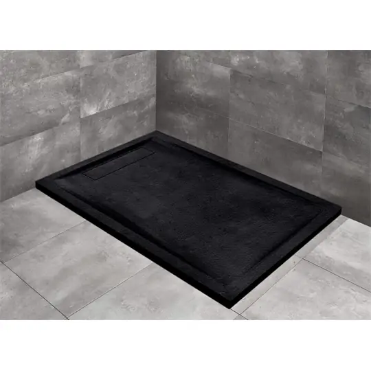 Radaway Doris F asszimetrikus műmárvány zuhanytálca 1200x900*40mm szifonnal, fekete | Népszerű